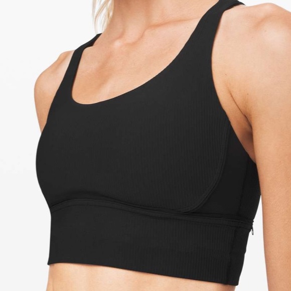 Lululemon Energy Bra Long Line Texture in Black Size 10 - Picture 7 of 10